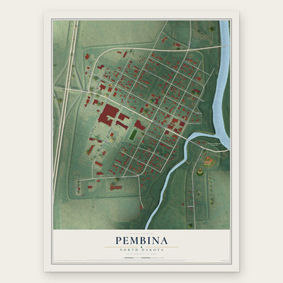 Pembina, North Dakota map print, the full design
