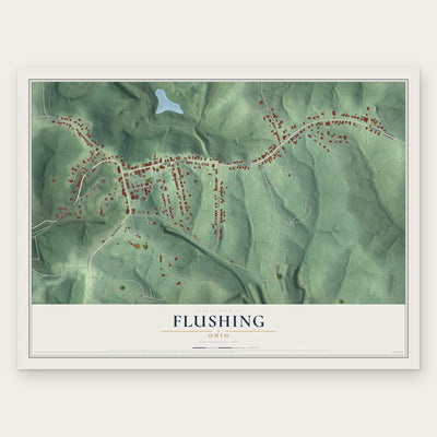 Flushing, Ohio map print, the full design
