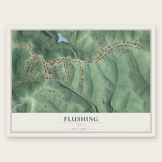 Flushing, Ohio map print, the full design