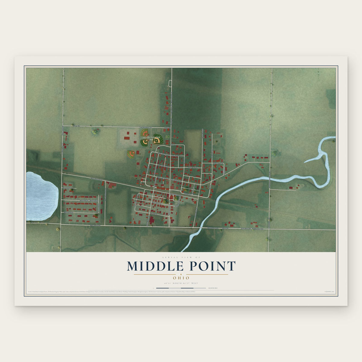 Middle Point, Ohio map print, the full design