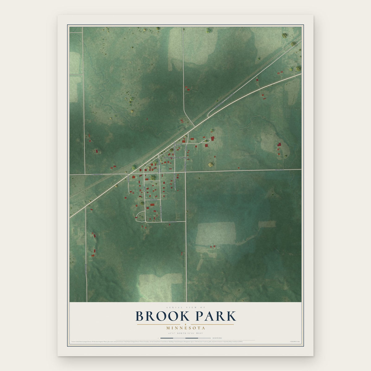 Brook Park, Minnesota map print, the full design