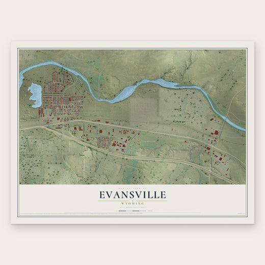 Evansville, Wyoming map print, the full design