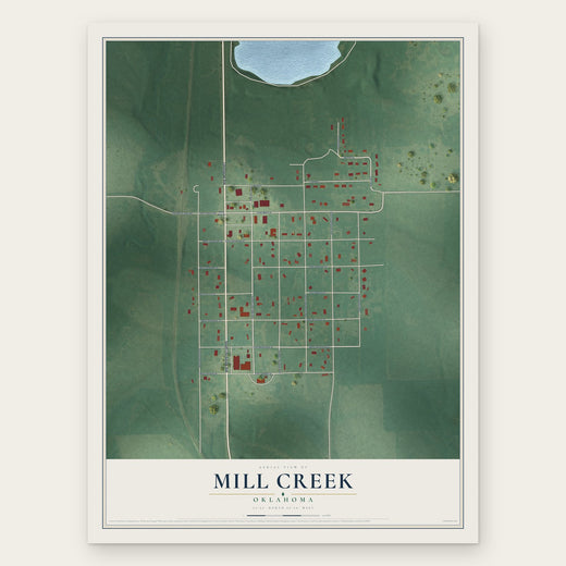 Mill Creek, Oklahoma map print, the full design