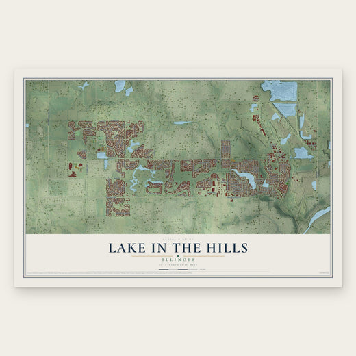 Lake in the Hills, Illinois map print, the full design