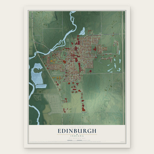 Edinburgh, Indiana map print, the full design