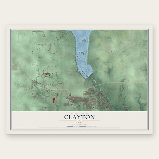 Clayton, Ohio map print, the full design