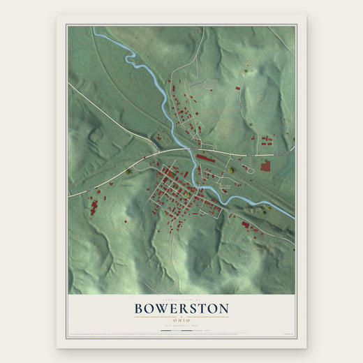 Bowerston, Ohio map print, the full design