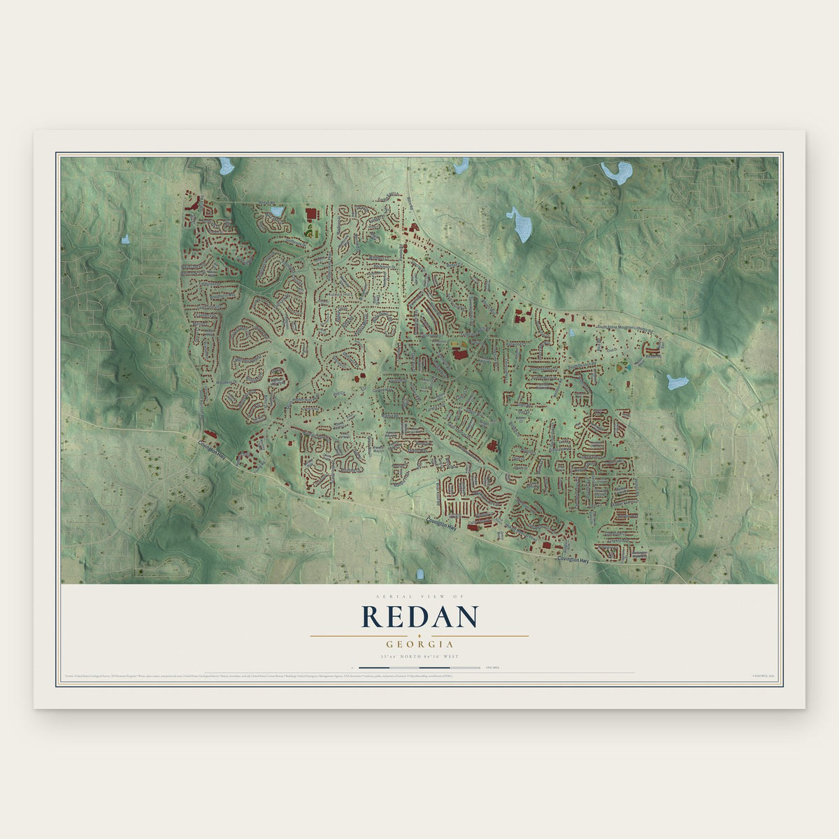 Redan, Georgia map print, the full design
