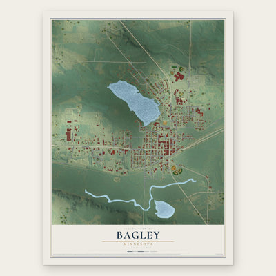 Bagley, Minnesota map print, the full design