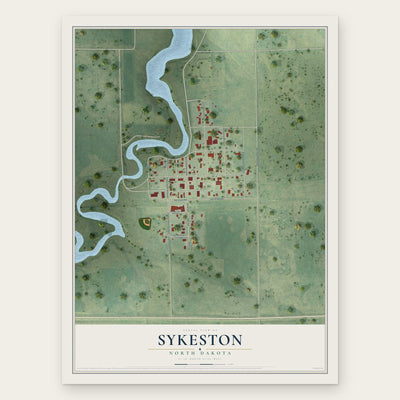 Sykeston, North Dakota map print, the full design