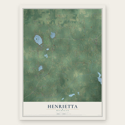 Henrietta, Michigan map print, the full design