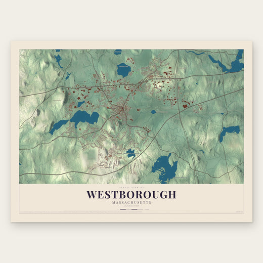 Westborough, Massachusetts map print, the full design