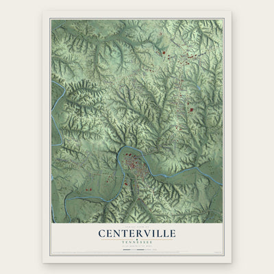 Centerville, Tennessee map print, the full design