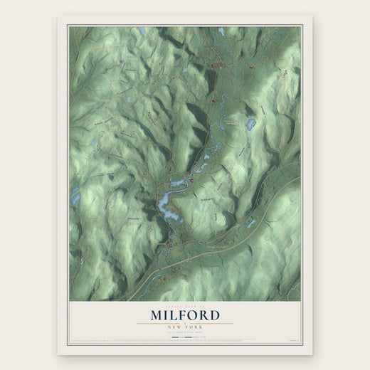 Milford, New York map print, the full design