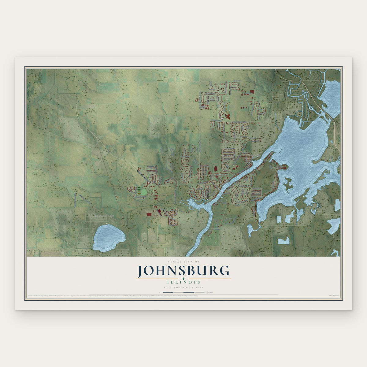 Johnsburg, Illinois map print, the full design