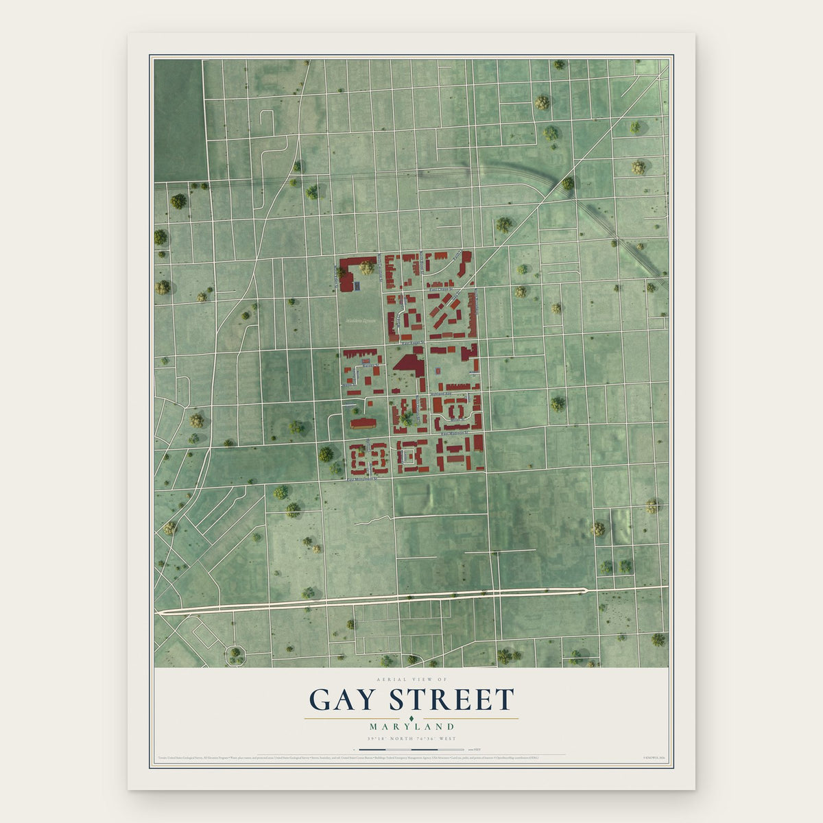 Gay Street, Maryland map print, the full design