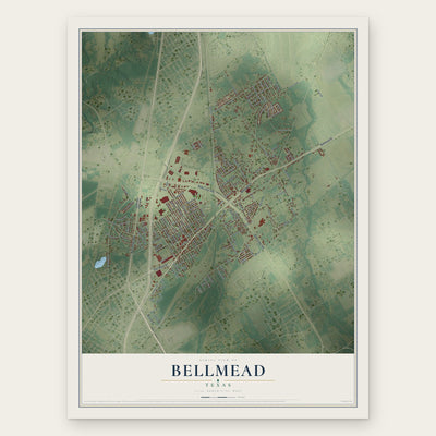 Bellmead, Texas map print, the full design