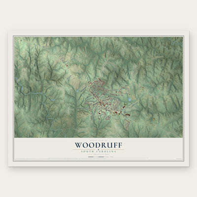 Woodruff, South Carolina map print, the full design
