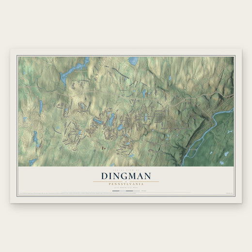 Dingman, Pennsylvania map print, the full design