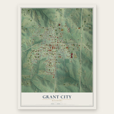 Grant City, Missouri map print, the full design
