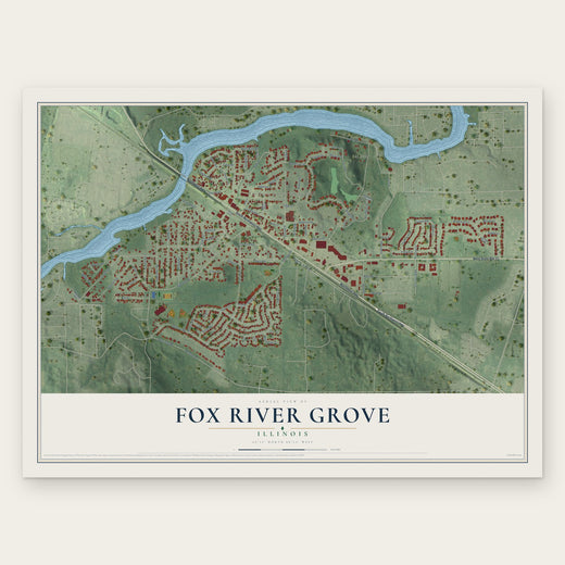 Fox River Grove, Illinois map print, the full design