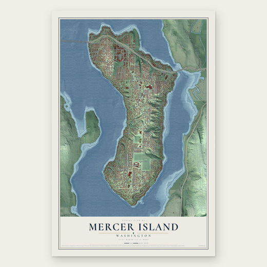 Mercer Island, Washington map print, the full design