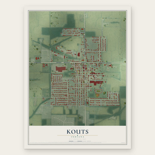 Kouts, Indiana map print, the full design