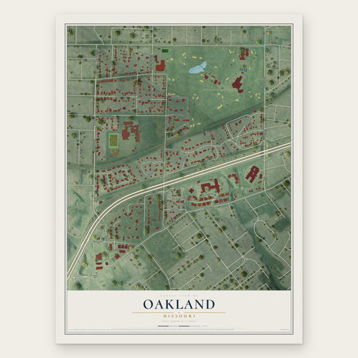 Oakland, Missouri map print, the full design