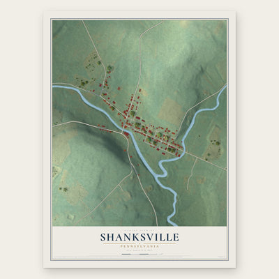 Shanksville, Pennsylvania map print, the full design