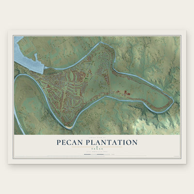 Pecan Plantation, Texas map print, the full design