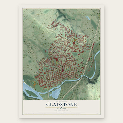 Gladstone, Oregon map print, the full design