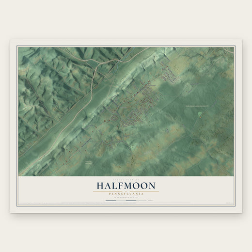 Halfmoon, Pennsylvania map print, the full design