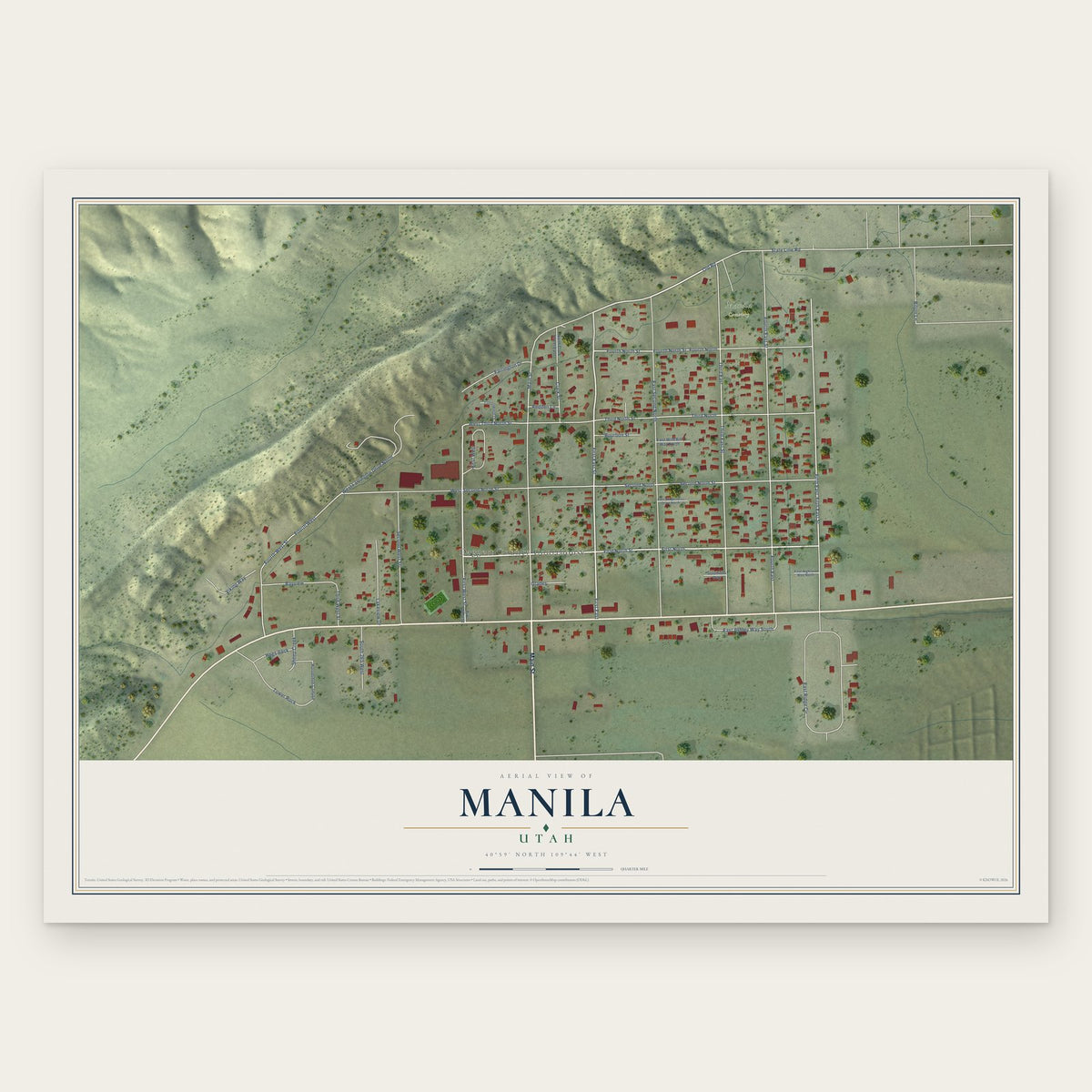 Manila, Utah map print, the full design