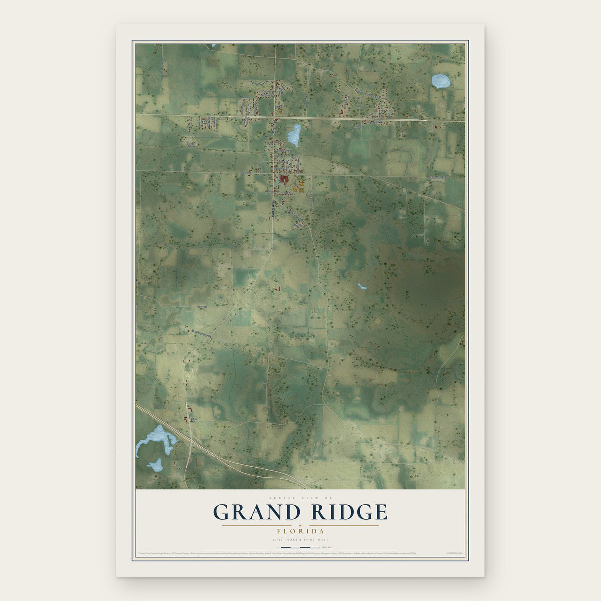 Grand Ridge, Florida map print, the full design