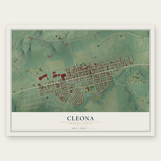 Cleona, Pennsylvania map print, the full design