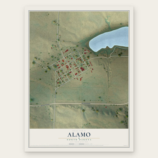 Alamo, North Dakota map print, the full design