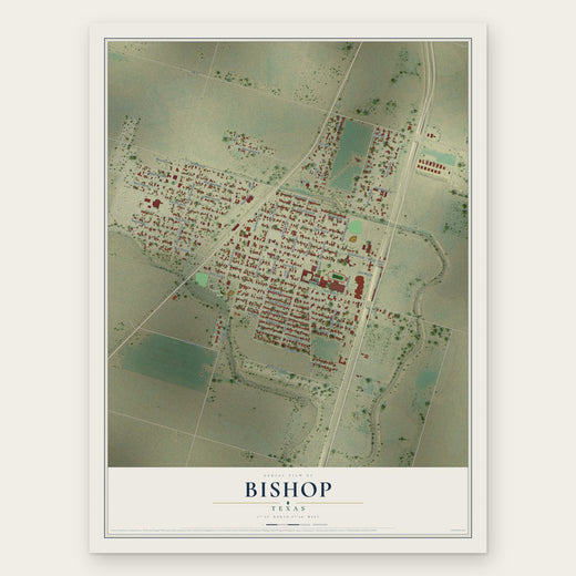 Bishop, Texas map print, the full design