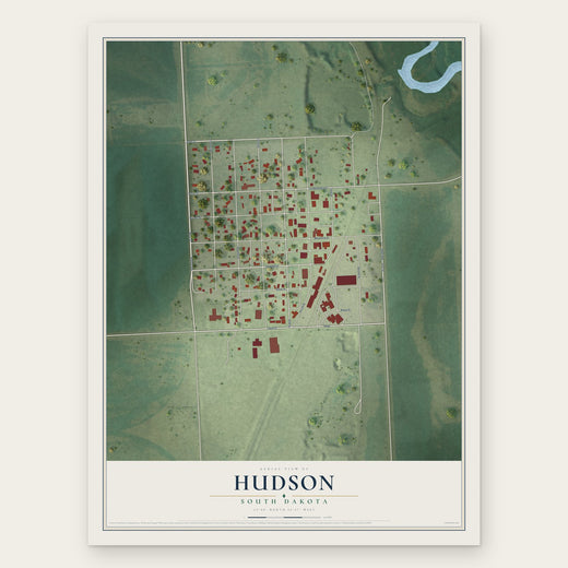Hudson, South Dakota map print, the full design