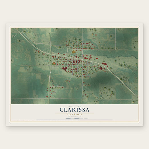 Clarissa, Minnesota map print, the full design
