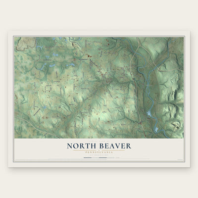 North Beaver, Pennsylvania map print, the full design