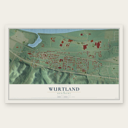 Wurtland, Kentucky map print, the full design