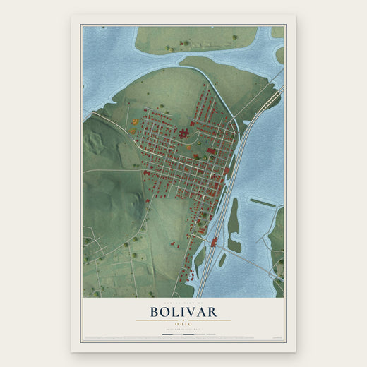 Bolivar, Ohio map print, the full design
