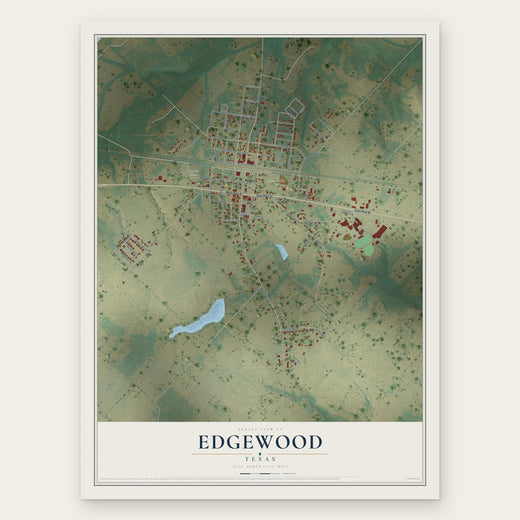 Edgewood, Texas map print, the full design