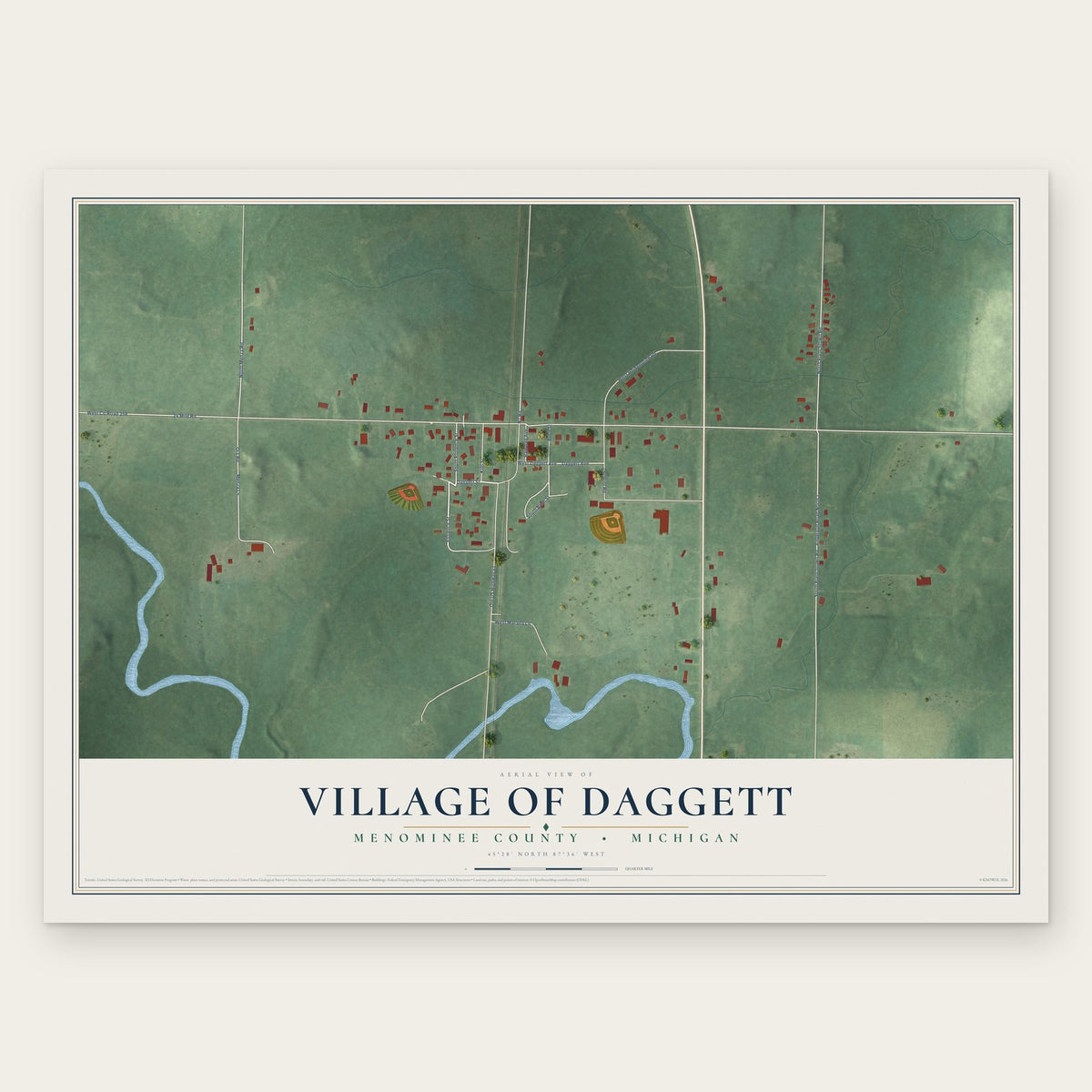 Daggett, Michigan map print, the full design