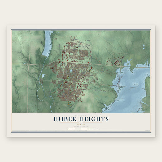 Huber Heights, Ohio map print, the full design