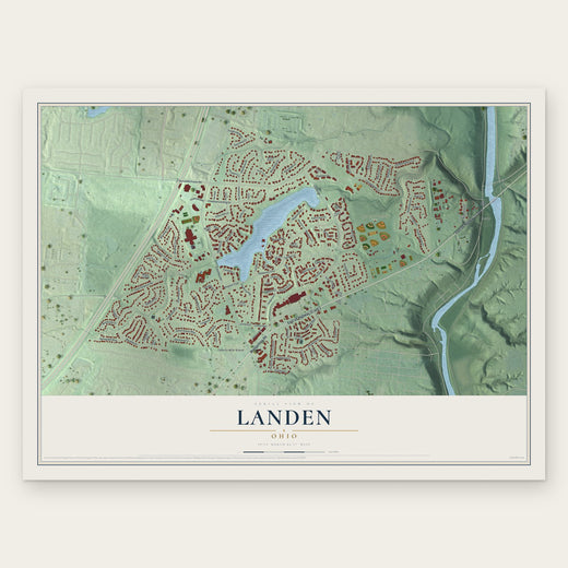 Landen, Ohio map print, the full design