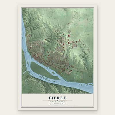 Pierre, South Dakota map print, the full design