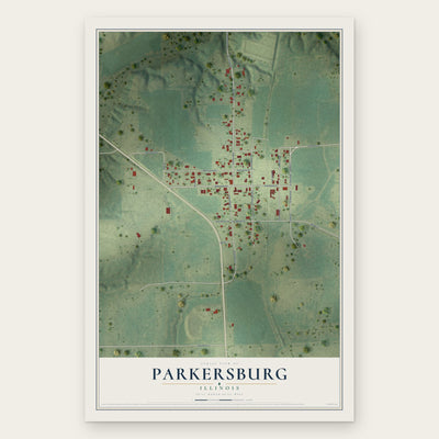 Parkersburg, Illinois map print, the full design