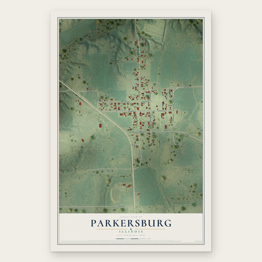 Parkersburg, Illinois map print, the full design