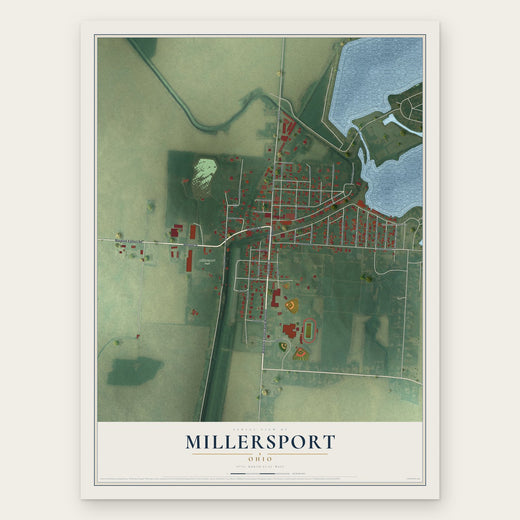 Millersport, Ohio map print, the full design